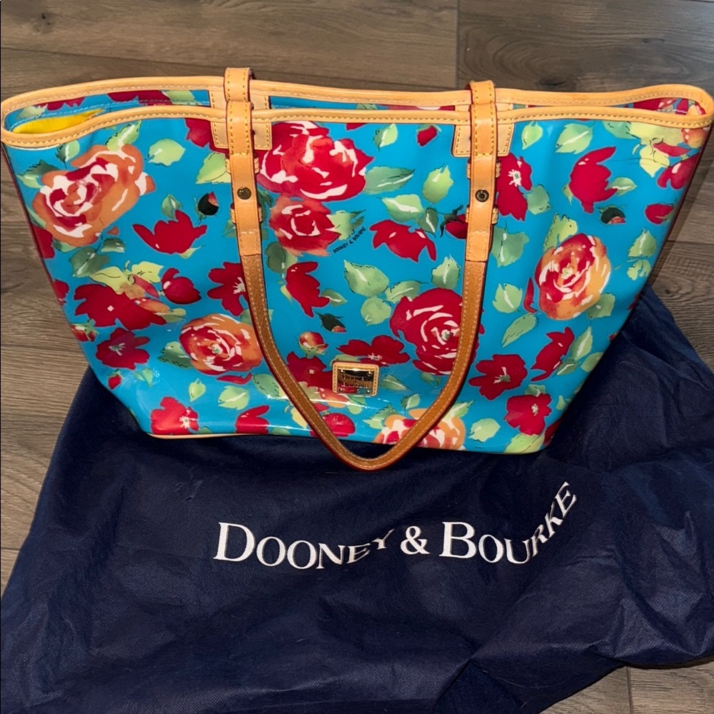 Dooney & Bourke Floral Tote Bag with Tan Straps - Picture 13 of 13